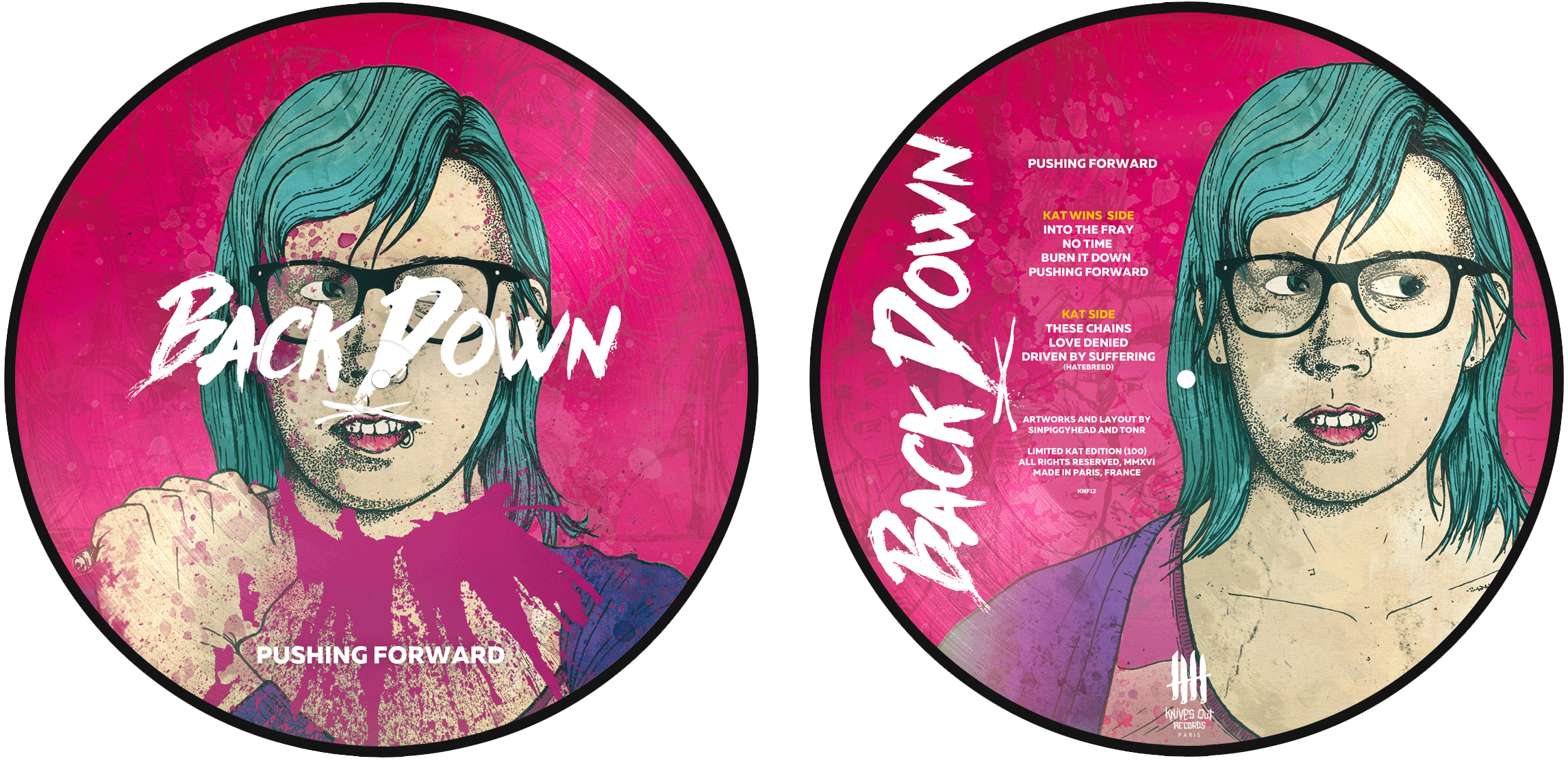 BACK DOWN "Pushing Forward" picture disc, Kate Edition