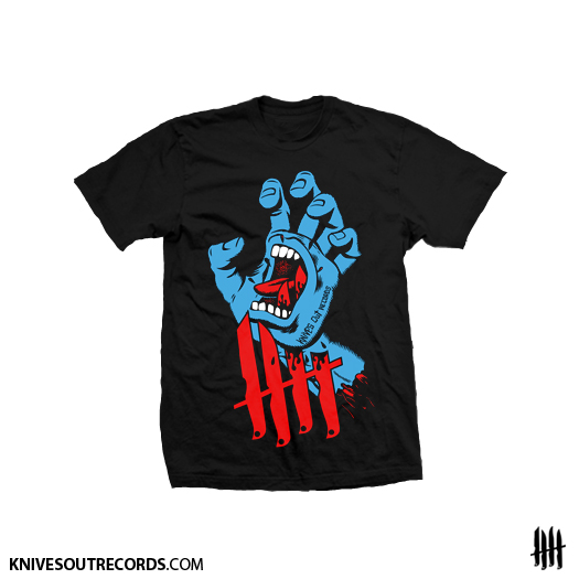 Knives Out records x Jim Phillips x Santa Cruz Screaming Hand tribute shirt