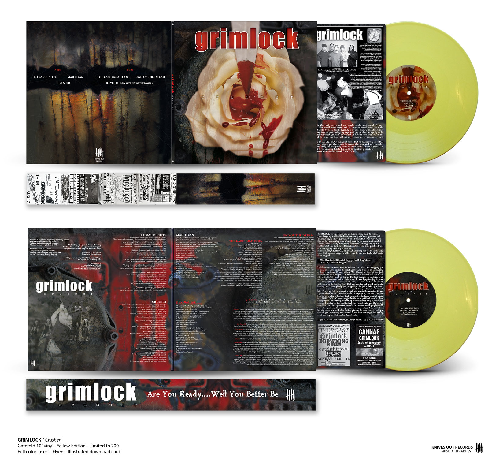 GRIMLOCK Crusher - gatefold 10" vinyl , pale yellow - "Steel Edition"