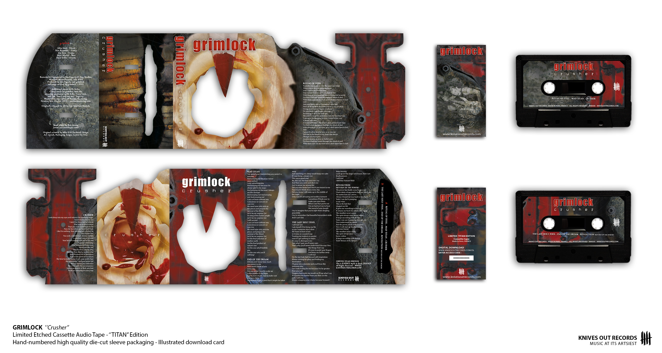 GRIMLOCK “Crusher” Deluxe reissue, etched cassette tape GRIMLOCK "Crusher" Deluxe reissue, etched cassette tape