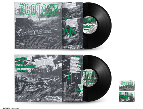 ECOTAGE “Devastation” die-cut jacket 7″ vinyl • Existence Edition w/ japanese Obi Strip