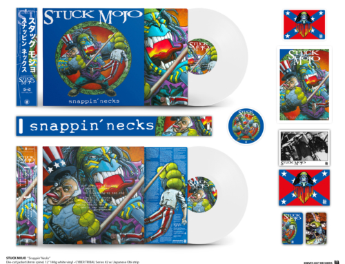 STUCK MOJO “Snappin’ Necks” die-cut jacket 12″ vinyl • CYBER TRIBAL SERIES #2 w/ japanese obi strip