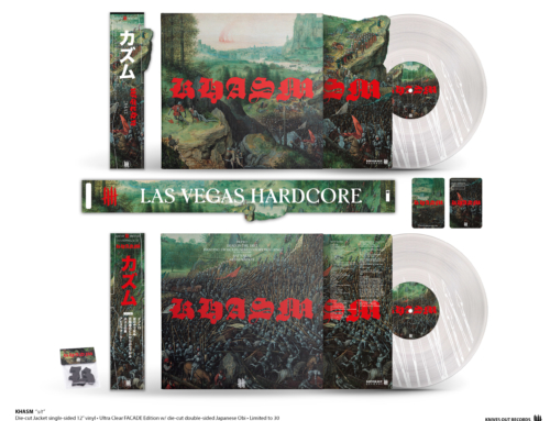 KHASM “s/t” die-cut jacket Screenprinted Ultra Clear single-sided 12″ vinyl • FACADE Edition w/ die-cut japanese Obi strip