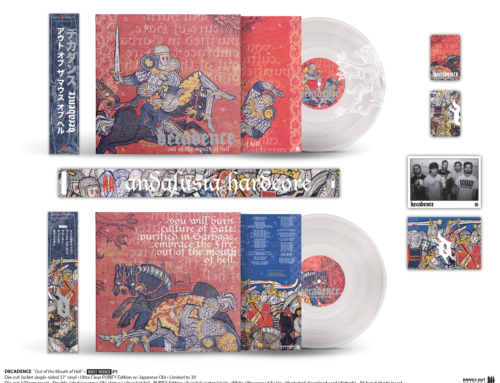 DECADENCE “Out of The Mouth of Hell” die-cut jacket ultra clear single-sided 12″ vinyl w/ screenprinted B side • PURIFY Edition w/ Japanese obi strip
